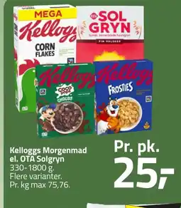 Fleggaard Kelloggs Morgenmad el. OTA Solgryn erbjuda