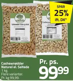 Fleggaard Cashewnødder Naturel el. Saltede erbjuda