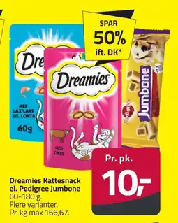 Fleggaard Dreamies Kattesnack el. Pedigree Jumbone erbjuda