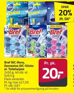 Fleggaard Bref WC-Rens, Domestos WC-Sticks el. Toiletwipes erbjuda