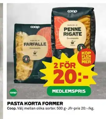 Coop Pasta korta former erbjuda