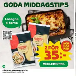 Coop COOP Färska lasagneplattor erbjuda