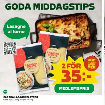 Coop COOP Färska lasagneplattor erbjuda