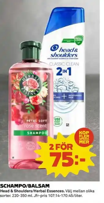 Coop HEAD & SHOULDERS/HERBAL ESSENCES Schampo/balsam erbjuda