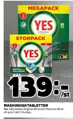 Coop YES Maskindisktabletter erbjuda