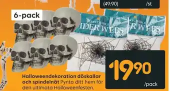 Rusta Halloweendekoration döskallar och spindelnät erbjuda