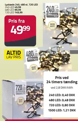 Fleggaard Lyskæde 240, 480 el. 720 LED erbjuda