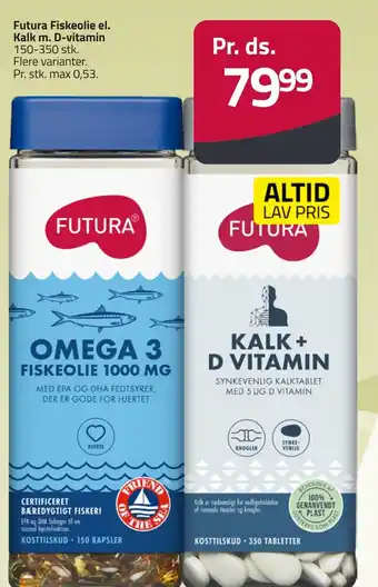 Fleggaard Futura Fiskeolie el. Kalk m. D-vitamin erbjuda