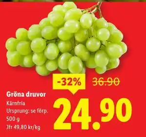 Lidl Gröna druvor, SEK 24.9 erbjuda