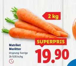 Lidl Matriket Morötter, SEK 19.9 erbjuda