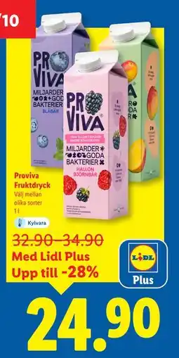 Lidl Proviva Fruktdryck, Pris i appen erbjuda
