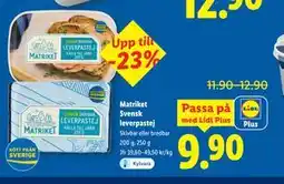 Lidl Matriket Svensk leverpastej, Pris i appen erbjuda