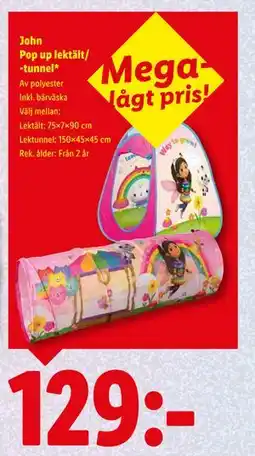 Lidl John Pop up lektält/ -tunnel*., SEK 129 erbjuda