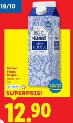 Lidl Matriket Svensk filmjölk, SEK 12.9 erbjuda
