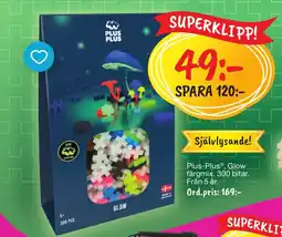 Leklust Plus-Plus®. Glow färgmix. 300 bitar. Från 5 år. erbjuda