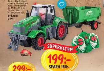 Leklust BULL. Radiostyrd traktor. Med tippbart släp, handkontroll erbjuda