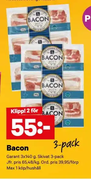City Gross Bacon, SEK 55 erbjuda