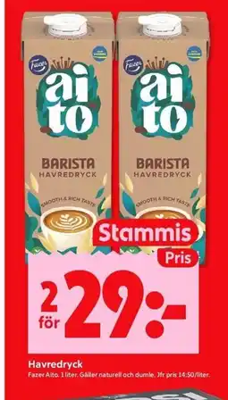 ICA Kvantum Fazer Aito Havredryck erbjuda