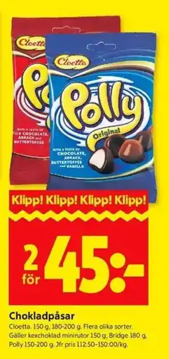 ICA Kvantum Cloetta Chokladpåsar erbjuda