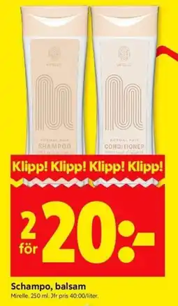 ICA Kvantum MIRELLE Schampo, balsam erbjuda