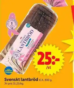 ICA Supermarket ICA Svenskt lantbröd erbjuda