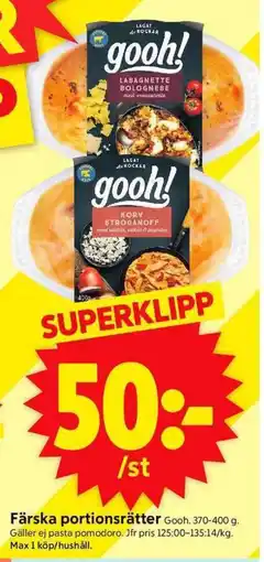 ICA Supermarket GOOH Färska portionsrätter erbjuda