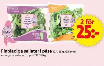 ICA Supermarket ICA Finbladiga sallater i påse erbjuda
