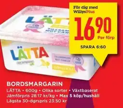 Willys LÄTTA Bordsmargarin erbjuda