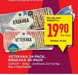 Willys GARANT Vetekaka 24-pack, rågkaka 30-pack erbjuda