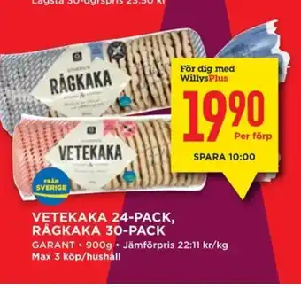 Willys GARANT Vetekaka 24-pack, rågkaka 30-pack erbjuda