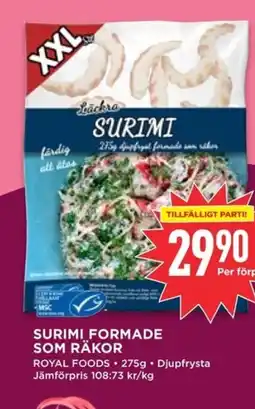 Willys Surimi formade som räkor erbjuda