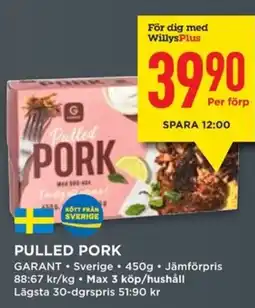 Willys GARANT Pulled pork erbjuda