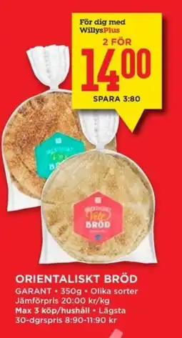 Willys GARANT Orientaliskt bröd erbjuda