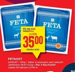 Willys GARANT Fetaost erbjuda