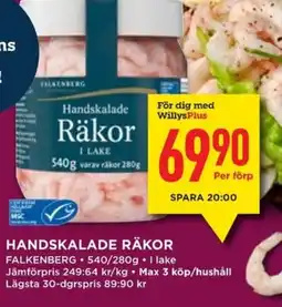Willys FALKENBERG Handskalade räkor erbjuda