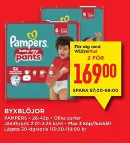 Willys PAMPERS Byxblöjor erbjuda