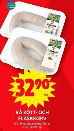 ICA Maxi Rå kött- och fläskkorv erbjuda