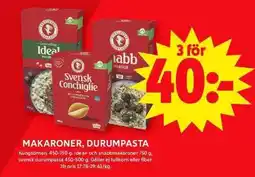 ICA Maxi KUNGSÖRNEN Makaroner, durumpasta erbjuda
