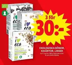 ICA Maxi ICA Ekologiska bönor, kikärtor, linser erbjuda