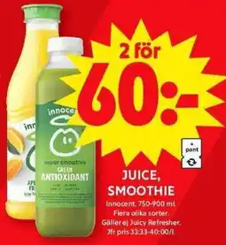 ICA Maxi INNOCENT Juice, smoothie erbjuda
