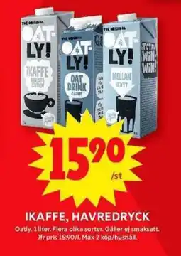 ICA Maxi OATLY Ikaffe, havredryck erbjuda