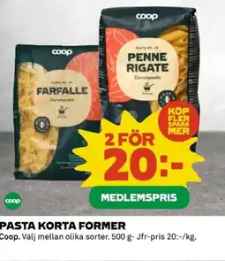 Coop COOP Pasta korta former erbjuda