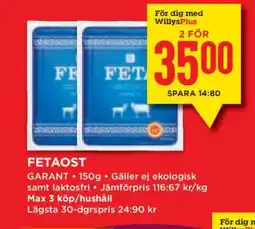 Willys Fetaost erbjuda