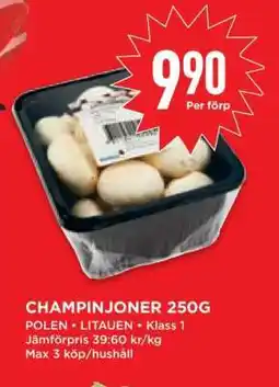Willys Champinjoner 250g erbjuda