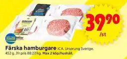 ICA Supermarket Färska hamburgare erbjuda