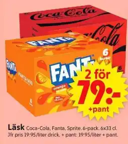 ICA Supermarket Läsk Coca-Cola, Fanta, Sprite erbjuda