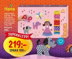 Leklust Hama Maxi. Pärlset. Med 900 pärlor, 3 pärlplattor, mönster och strykpapper, SEK 219 erbjuda