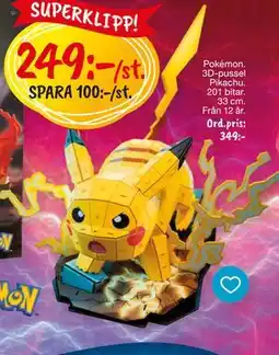 Leklust Pokémon. 3D-pussel Pikachu, SEK 249 erbjuda