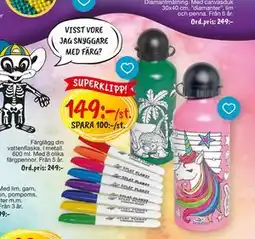 Leklust Färglägg din vattenflaska, SEK 149 erbjuda