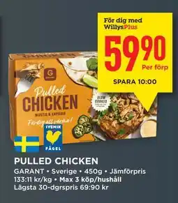 Willys PULLED CHICKEN, Medlemspris erbjuda